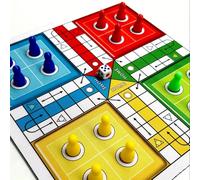 Gioco da tavolo LUDO con pedine numerate e dadi - Classico gioco di strategia adatto per serate di gioco in famiglia, feste e viaggi - Il tabellone multiuso può essere utilizzato per le pedine - Gioco