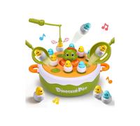 Gioco da tavolo pop-up 4 in 1 con dinosauri per bambini: pesca magnetica, gioco girevole musicale, bowling, tris.