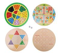 Gioco da tavolo puzzle di intelligenza in legno 5 in 1 per bambini, puzzle Sudoku multifunzionale con dama, Gobang e scacchi volanti, adatto a bambini dai 3 anni in su, design