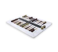 Gioco da Tavolo Scolpito in Marmo Bianco Backgammon White Marble Sculpted Boad Game L. 30cm