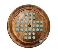 Gioco da tavolo solitario in legno di diametro 22 cm con marmo di vetro di fiocco di neve | classico gioco di solitario in legno | gioco da tavolo di strategia | gioco da tavolo per famiglia | giochi