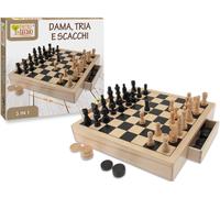 Gioco Da Tavolo - Teorema: Fatto Di Legno - Dama Scacchi Tria In Legno Con Ca...
