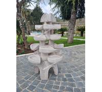 GIOCO D'ACQUA CASCATA CON ELICHE PER FONTANA LAGHETTO DA GIARDINO IN CEMENTO H93