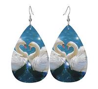 Gioco D'Acqua Del Cigno Amore Donna Orecchini Ecopelle Orecchino Goccia Pendenti