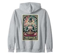 Gioco D'Azzardo Tarocchi Il Teschio Scheletro Giocatore Felpa con Cappuccio