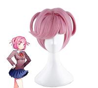 Gioco DDLC Doki Doki Literature Club Natsuki Parrucca corta rosa Cosplay Costume da donna Parrucche sintetiche resistenti al calore Parrucche da festa MZ-1268