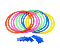 Gioco degli anelli della campana, gioco della campana all'aperto | Divertenti giocattoli da parco giochi | Percorso a ostacoli nel cortile, quadrati da 15 pollici con connettori e pouf per bambini, al