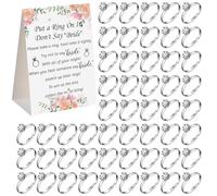 Gioco degli anelli per addio al nubilato - "Mettici un anello" Gioco per addio al nubilato con 60 anelli in metallo ed elegante cartello di istruzioni per festa di matrimonio, festa di fidanzam