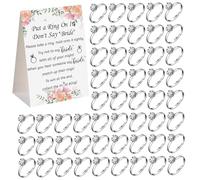 Gioco degli anelli per addio al nubilato - "Mettici un anello" Gioco per addio al nubilato con 60 anelli in metallo ed elegante cartello di istruzioni per festa di matrimonio, festa di fidanz