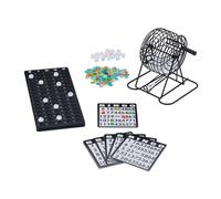 Relaxdays Gioco del Bingo, Tombola con Pallottoliere, 18 Cartelle, 75 Palline, 2 Tabelloni 150 Chip, Multicolore, Carta, 21 x 22 x 20 cm