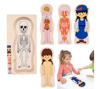 Gioco del corpo in legno umano: puzzle anatomici per bambini con parti dettagliate del corpo, apprendimento interattivo, struttura del corpo illustrata e modellata per l'educazione ed