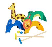 Relaxdays Gioco del Croquet per Bambini, 2 Giocatori, Set Completo Mazze, Palline e Archetti, in Legno, Multicolore