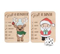Gioco del tavolo di Natale in legno, facile da imparare, gioco di puzzle di natalizio in legno, rotola i dadi e costruisci le renne e il design portatile per adolescenti ragazzi ragazzi giovani figlia