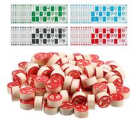 Gioco della tombola Giochi da tavolo del Lotto russo Il set di giochi educativi per famiglie include 48 carte da bingo e 90 scacchi in legno per adulti, bambini, attività in classe familiare, gioc