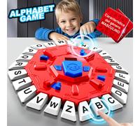 Gioco dell'alfabeto in spagnolo - Gioco di memoria rapido con scheda rotonda in ABS, timer e lettere colorate per il divertimento e l'apprendimento dei giocatori multipli Tagli Unica,Blu-Inglese,Rosso