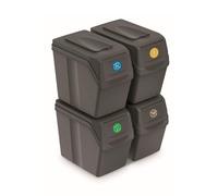 Gioco di 4 cubi di riciclaggio 80L Prosperplast Plastica Sortibox in colore grigio