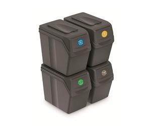 Gioco di 4 cubi di riciclaggio 80L Prosperplast Plastica Sortibox in colore grigio
