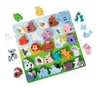 Gioco di abbinamento dell'alfabeto animale - Puzzle ABC con incisione in legno, coordinazione occhio-mano -STK, allenamento interattivo, smooth-edge set da gioco sicuro | attività di homeschooling per