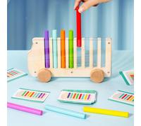 Gioco di abbinamento di bus in legno con inserti in legno, giocattoli per la