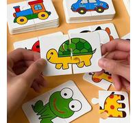 Gioco Di Abbinamento Di Carte Per Bambini Montessori Con 32 Pezzi, Puzzle Educativi Precoci, Giocattoli Puzzle A Cartoni Animati, Giochi Di Allenamento Cognitivo Di Forma E Colore, Regalo Per L'educaz