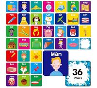 Gioco di Abbinamento di Parole CVC, 72 Carte di Memoria CVC per Bambini in età prescolare, 36 Coppie di Carte di Memoria, Giocattoli educativi per Bambini in età prescolare di 4, 5 e 6 Anni.