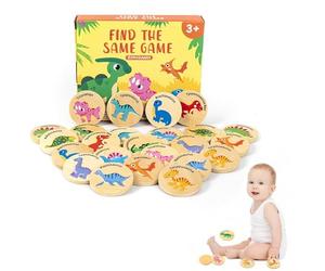 Gioco di abbinamento Giocattoli di dinosauri - Gioco di abbinamento di memoria di dinosauri in legno per bambini 4-8 anni, rompicapo educativo e giocattolo didattico | Giocattoli impilabili rotondi si