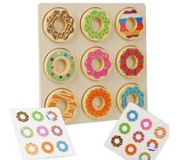 Gioco Di Abbinamento Per Bambini,Giocattolo Logico In Legno Di Ciambelle - Gioco da Tavolo Abbinamento Ciambelle di Legno - Per Bambini Maschi Compleanno Natale Capodanno Asilo E Scuola Materna