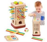 Gioco Di Bastoncini Di Torre In Legno - 7,87 Pollici, Giocattolo Di Equilibrio Per Bambini | Educativi In Legno: Gioco Di Abilità Di Classificazione Dei Colori Con Anelli Di, Pa