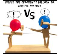 Gioco di battaglia in legno con 2 giocatori per scoppiare i palloncini, giocattolo interattivo da festa con pupazzi di legno fatti a mano 50 palloncini,Bambola di legno + 20 palloncini,Bambola di legn