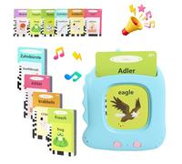 Gioco di Carte Bilingue Dino-Unicorno Tedesco/Inglese - 112 Carte Educative con 224 Parole per Bambini dai 3 Anni, Giocattolo Apprendimento ABC Portatile con (Blu, Materiale ABS)