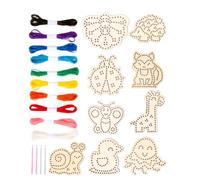 Gioco di carte da cucito, per imparare a cucire, con filo per il riconoscimento del colore, con motivi divertenti, attività silenziosa per bambini per lo sviluppo delle abilità motorie, giocattolo