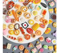Gioco Di Cibo In Miniatura Da 50 Pezzi E 3 Vassoi, Mini Set Di Giocattoli Di Simulazione, Ornamenti Fai-Da-Te Per Micro Paesaggi, Giochi Di Casa.