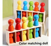 Gioco di colori in legno Montessori per il riconoscimento e l'incastro di forme e colori, puzzle educativo per impilare e ordinare, giocattolo educativo per bambini in età prescolare Indovina la bambo