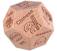 Gioco di coppia con cibo, cubo di legno per le decisioni