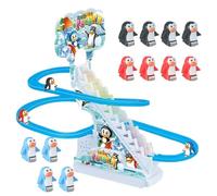Gioco Di Corse Di Pinguini Con Musica E LED - Giocattolo Elettrico Per Le Scale E Scivolare - Pista Interattiva Sulle Montagne Russe In ABS Con 12 Pinguini E Caricabatterie Per Bambini