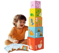 Gioco di costruzione, scatola di gioco di costruzione, con carte e blocchi in legno, per abbinare i colori, per ragazzi e ragazze, giochi al coperto