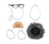 Gioco di Costumi da Vecchia Vecchia Nonna, Set di Costumi per la Nonna Cosplay Set | Set di Costumi del Nonno con Parrucca, Set di Costumi da Vecchia per Bambini, Parrucca
