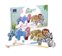 Vilac Gioco di croquet piccolo safari-Michelle Carlslund all'aperto-6 archetti animali 6 cunei colorati palline 2 mazze Giochi di risveglio legno-Giocattolo per bambini dai 3 anni-8572, 8572