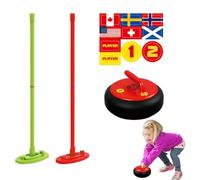 Gioco di curling per bambini, 19 x 11,5 cm, gioco sportivo elettrico con luce, con spazzole e adesivi da 53 cm, per allenare la coordinazione occhio-mano, per interni ed esterni