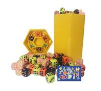 Gioco di dadi familiari frenetici, giochi di dadi di Natale per festa di famiglia, sfida di lancio di 80 colori per famiglie (2-6 giocatori) gioco dei dadi della spazzatura (Yellow)