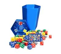 Gioco di dadi familiari frenetici, giochi di dadi di Natale per festa di famiglia, sfida di lancio di 80 colori per famiglie (2-6 giocatori) gioco dei dadi della spazzatura (Blue)