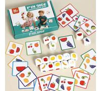 Gioco di dadi in legno a forma di frutta, un gioco per allenare le capacità di abbinamento di schemi e coordinazione mano-occhio. Adatto per bambini di 3 anni e oltre come regalo di compleanno o Natal