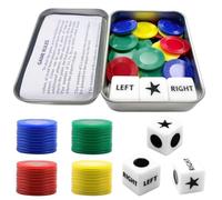 Gioco di dadi sinistro destro centrale, gioco sinistro destro centrale 3 pezzi di dadi e 40 pezzi di chip colorati LRC Set di giochi di dadi LRC Gioco di dadi per feste Famiglia Amici Gioco di picnic