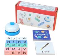 Gioco di dadi strapazzati per bambini, gioco di ortografia di dadi con lettere dal ritmo serrato con 40 carte illustrate e campanello, tabellone per famiglie con blocchi di parole interattivi, dai 3