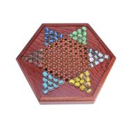 Gioco di Dama Cinese in Legno Marrone Esagonale con Cassetti