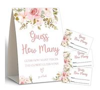 Gioco di doccia boho, indovina come molti, giochi per baby shower, giochi per doccia nuziale, decorazioni per baby shower, decorazioni per feste di compleanno, 50 biglietti indovinare e 1 segno -12