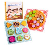 Gioco di forma in legno per pizza e biscotti - Formare giocosamente nella cucina dei bambini | Giocattolo educativo in legno per promuovere le capacità motorie | Per bambini in età prescolare e asilo