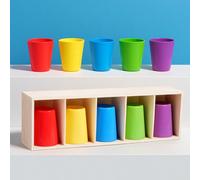 Gioco di indovinare "Chi sono io?" con tazze colorate, gioco di memoria e logica per bambini, adatto per bambini, bambine, attività all'aperto e raduni familiari Tagli UnicaBlocchi di coloreLegno