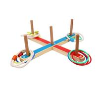 Gioco di lancio ad anello circolare, include anelli di corda e bastoncini, giocattolo didattico per il lancio dei bambini, gioco prato in legno
