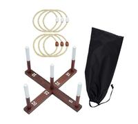 Gioco Di Lancio 'anello, Gioco Di Lancio Anello con 6 Sisalringen | Abilità in Legno | Con Anelli Di Perline per Il Giardino | Fornitura Per Le Vacanze Al Coperto O